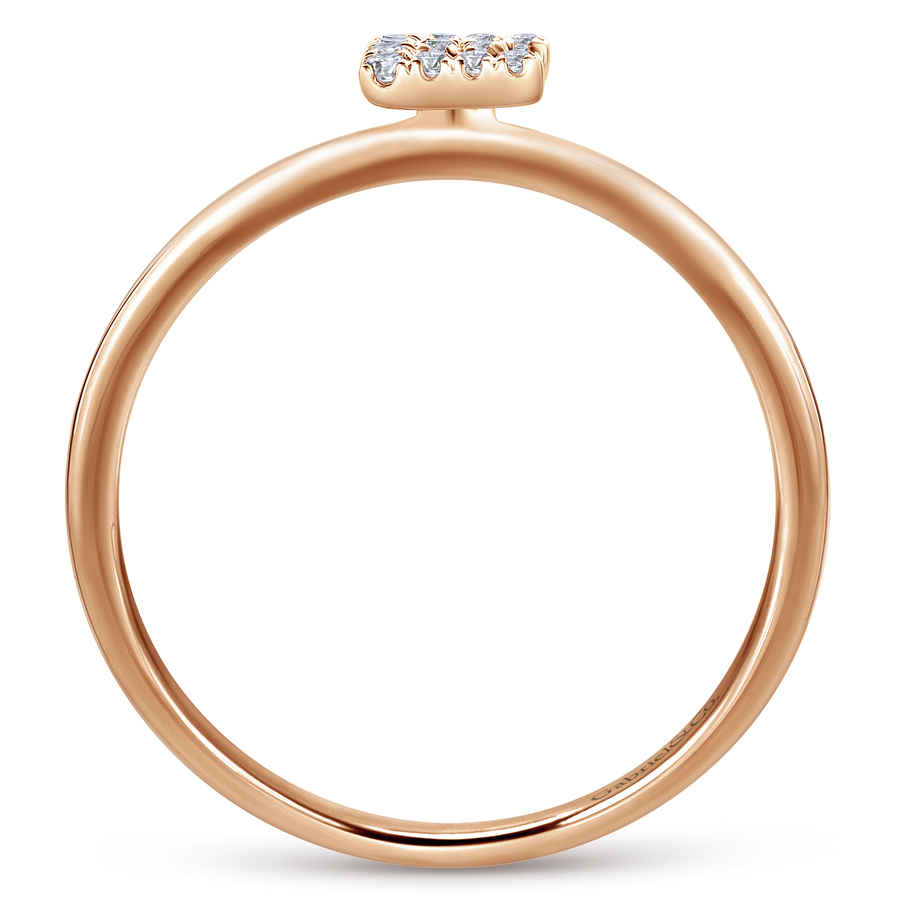 14K Rose Gold Pavé Diamond Uppercase E Initial Ring