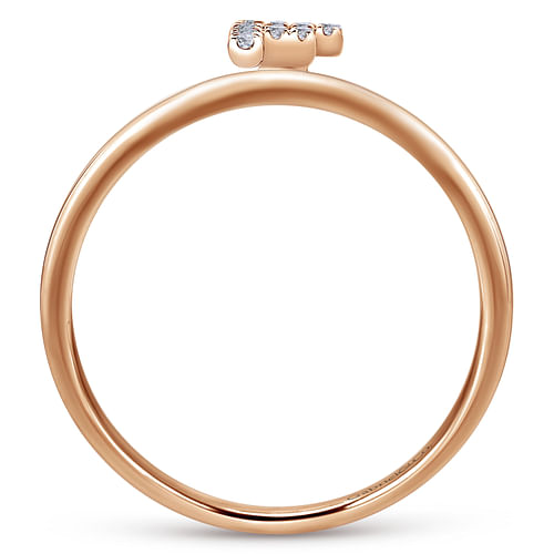 14K Rose Gold Pavé Diamond Uppercase F Initial Ring