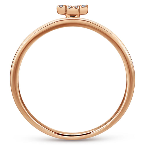 14K Rose Gold Pavé Diamond Uppercase H Initial Ring