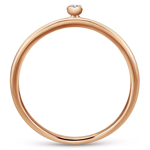 14K Rose Gold Pavé Diamond Uppercase I Initial Ring