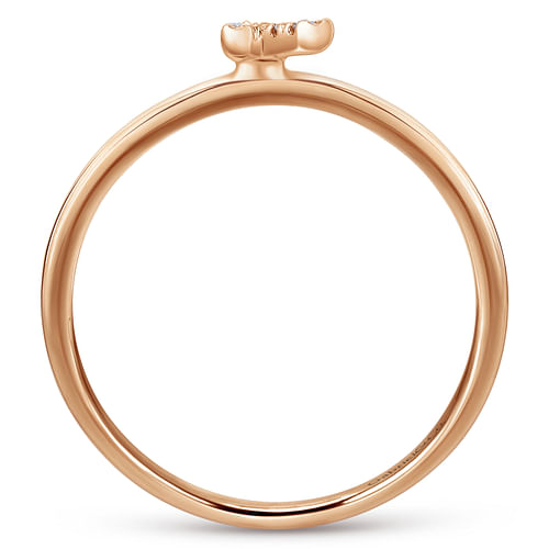 14K Rose Gold Pavé Diamond Uppercase K Initial Ring