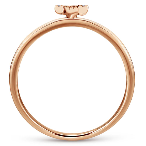 14K Rose Gold Pavé Diamond Uppercase N Initial Ring