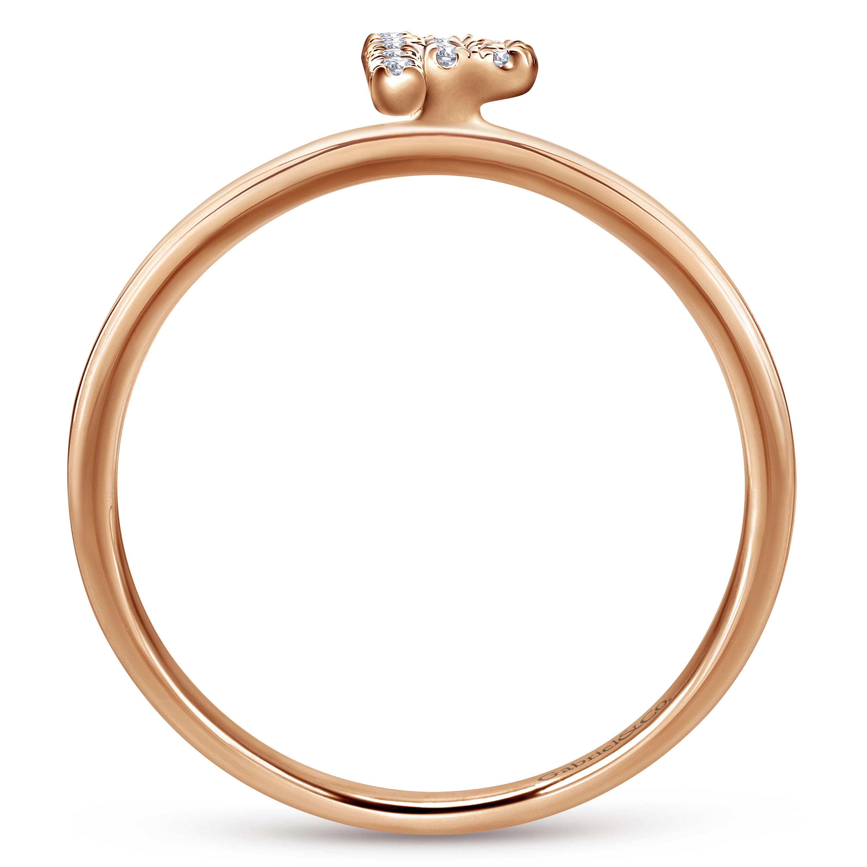 14K Rose Gold Pavé Diamond Uppercase P Initial Ring