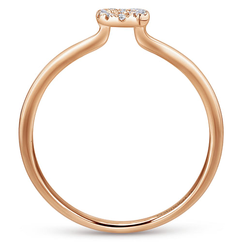 14K Rose Gold Pavé Diamond Uppercase Q Initial Ring