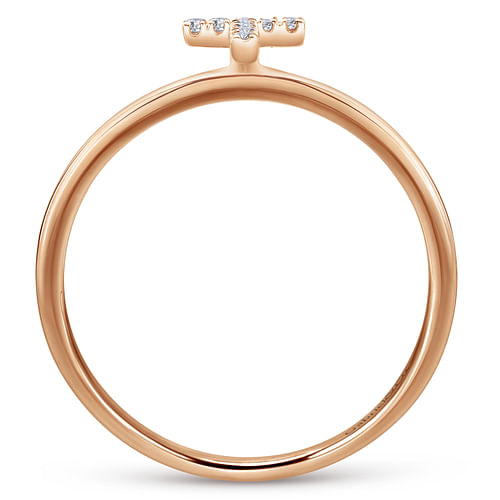 14K Rose Gold Pavé Diamond Uppercase T Initial Ring