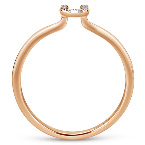 14K Rose Gold Pavé Diamond Uppercase U Initial Ring