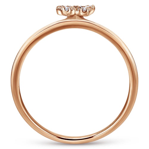 14K Rose Gold Pavé Diamond Uppercase W Initial Ring