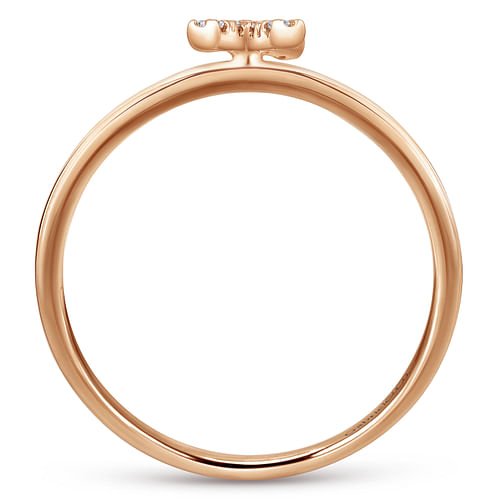 14K Rose Gold Pavé Diamond Uppercase X Initial Ring