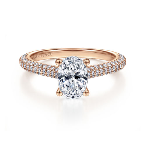 14K Rose Gold Pavé Oval Diamond Engagement Ring