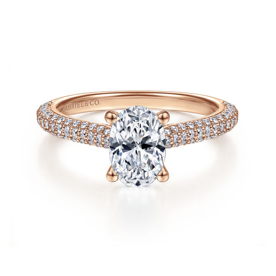 Gabriel - 14K Rose Gold Pavé Oval Diamond Engagement Ring