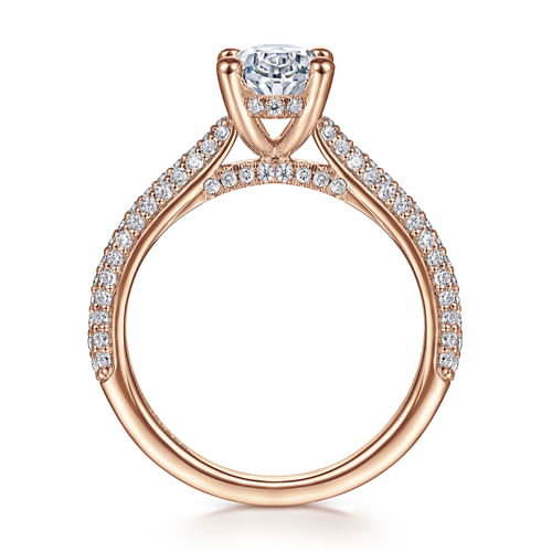 14K Rose Gold Pavé Oval Diamond Engagement Ring