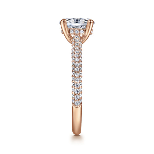 14K Rose Gold Pavé Oval Diamond Engagement Ring