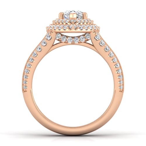 14K Rose Gold Pear Shape Diamond Channel Set Engagement Ring