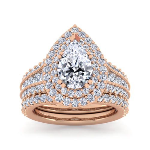 14K Rose Gold Pear Shape Diamond Channel Set Engagement Ring