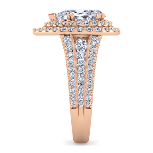 14K Rose Gold Pear Shape Diamond Channel Set Engagement Ring