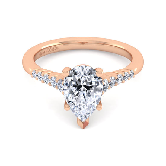 Gabriel - 14K Rose Gold Pear Shape Diamond Engagement Ring