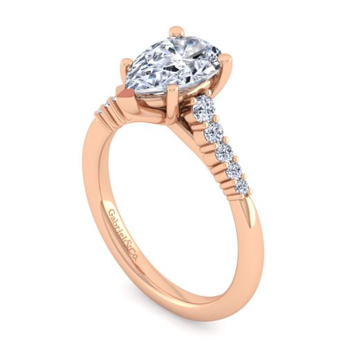 14K Rose Gold Pear Shape Diamond Engagement Ring