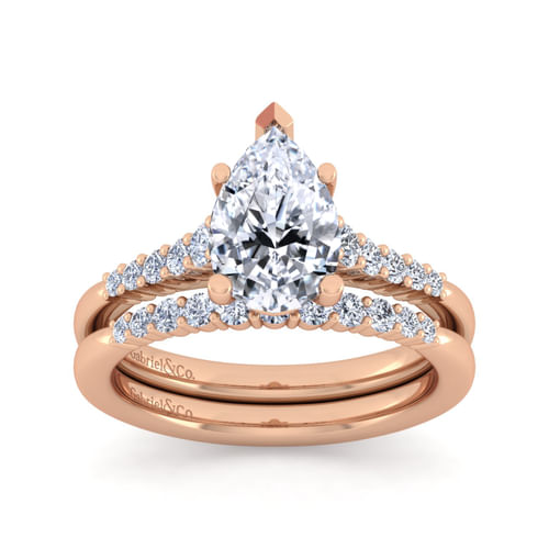 14K Rose Gold Pear Shape Diamond Engagement Ring