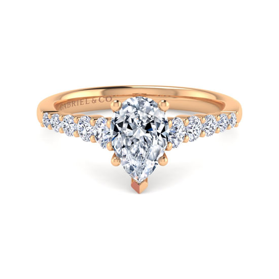 Gabriel - 14K Rose Gold Pear Shape Diamond Engagement Ring
