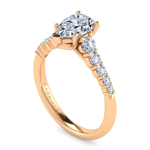 14K Rose Gold Pear Shape Diamond Engagement Ring