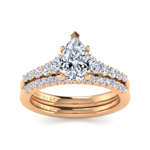 14K Rose Gold Pear Shape Diamond Engagement Ring