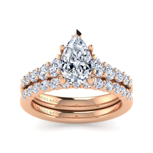 14K Rose Gold Pear Shape Diamond Engagement Ring