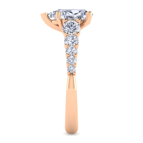 14K Rose Gold Pear Shape Diamond Engagement Ring