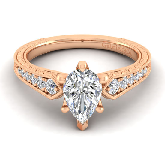 Gabriel - 14K Rose Gold Pear Shape Diamond Engagement Ring