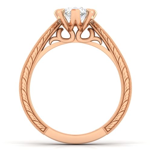 14K Rose Gold Pear Shape Diamond Engagement Ring