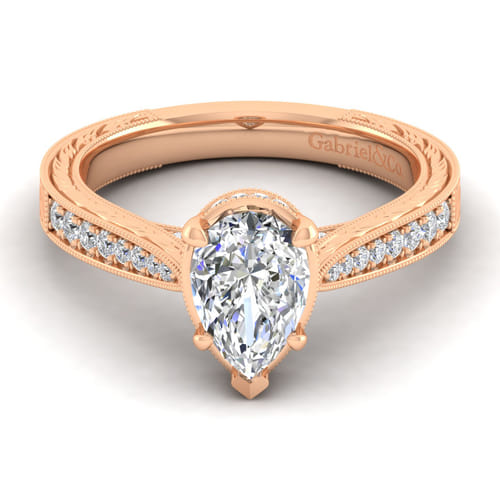 14K Rose Gold Pear Shape Diamond Engagement Ring