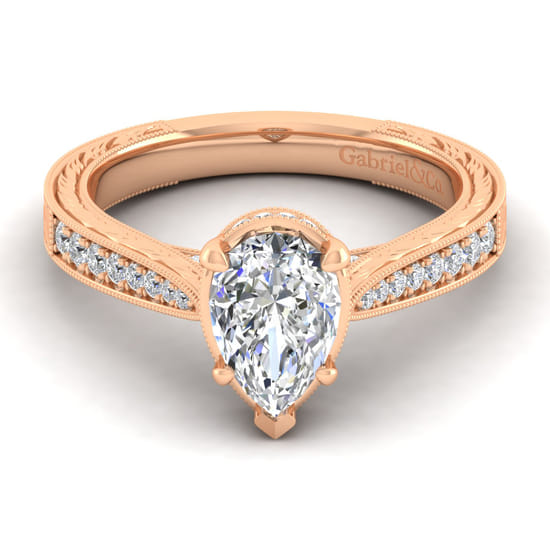 Gabriel - 14K Rose Gold Pear Shape Diamond Engagement Ring Gabriel - 14K Rose Gold Pear Shape Diamond Engagement Ring