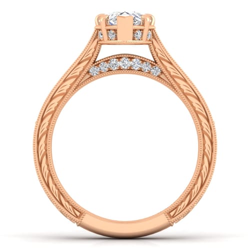 14K Rose Gold Pear Shape Diamond Engagement Ring