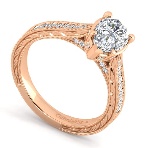 14K Rose Gold Pear Shape Diamond Engagement Ring