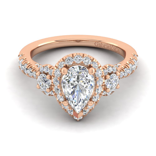 14K Rose Gold Pear Shape Diamond Engagement Ring