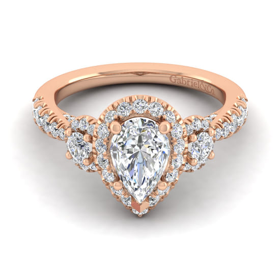Gabriel - 14K Rose Gold Pear Shape Diamond Engagement Ring