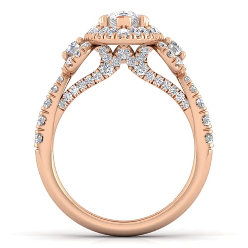 14K Rose Gold Pear Shape Diamond Engagement Ring