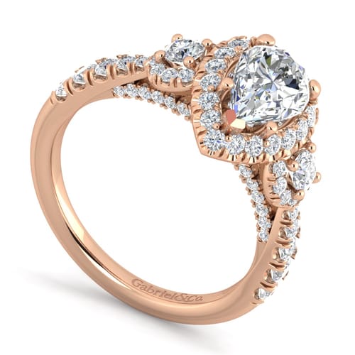 14K Rose Gold Pear Shape Diamond Engagement Ring