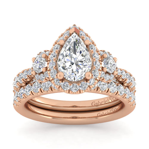 14K Rose Gold Pear Shape Diamond Engagement Ring