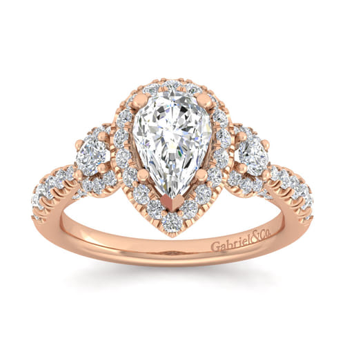 14K Rose Gold Pear Shape Diamond Engagement Ring