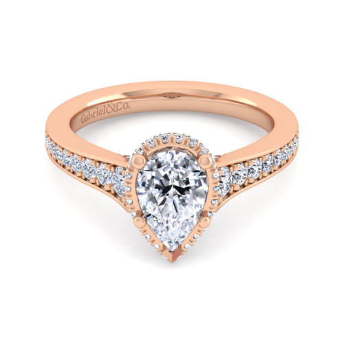14K Rose Gold Pear Shape Diamond Engagement Ring