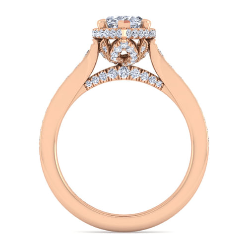 14K Rose Gold Pear Shape Diamond Engagement Ring