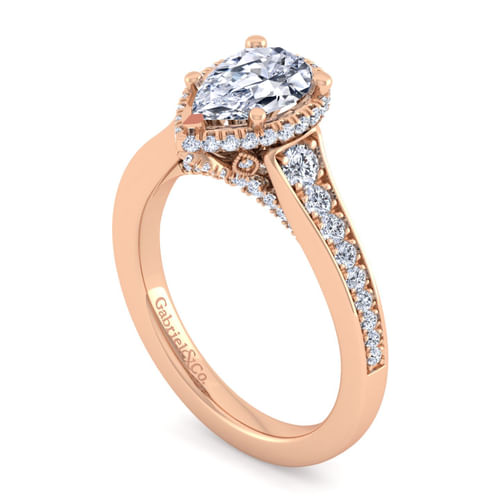 14K Rose Gold Pear Shape Diamond Engagement Ring