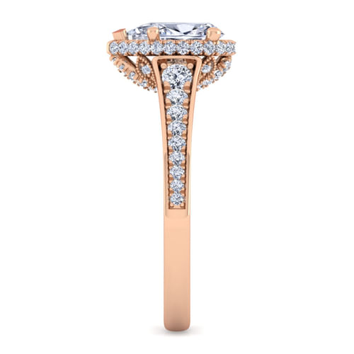 14K Rose Gold Pear Shape Diamond Engagement Ring