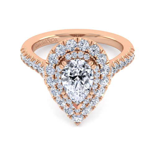 14K Rose Gold Pear Shape Diamond Engagement Ring