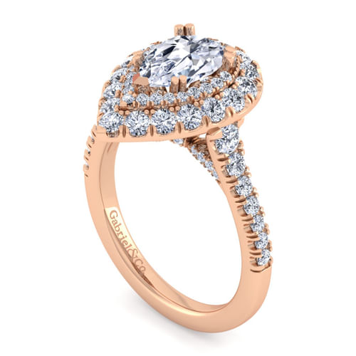 14K Rose Gold Pear Shape Diamond Engagement Ring