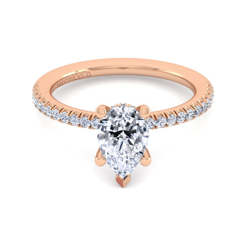 14K Rose Gold Pear Shape Diamond Engagement Ring