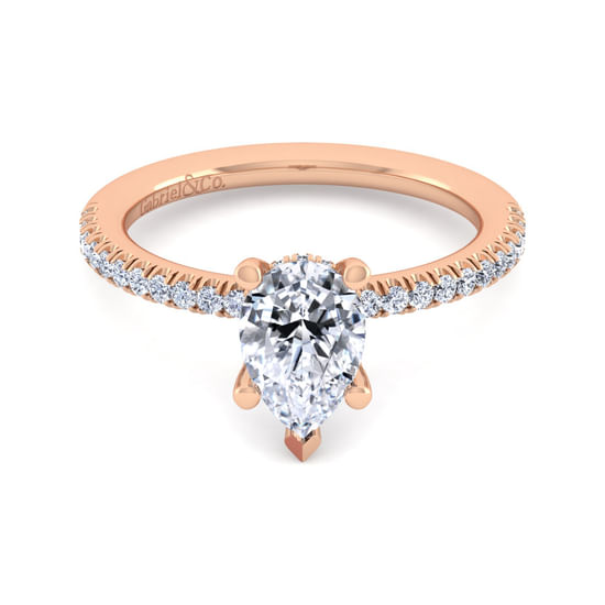 Gabriel - 14K Rose Gold Pear Shape Diamond Engagement Ring