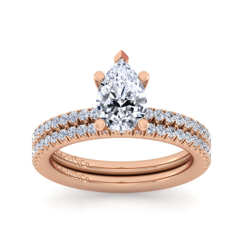 14K Rose Gold Pear Shape Diamond Engagement Ring