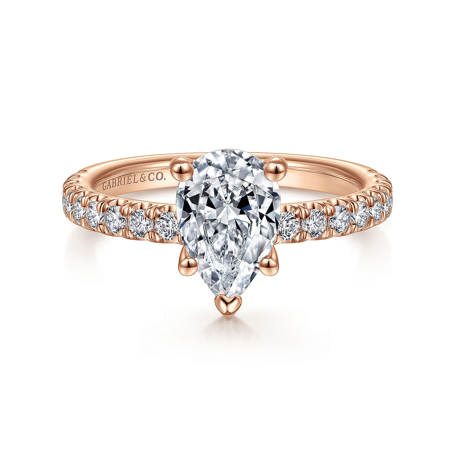 Gabriel - 14K Rose Gold Pear Shape Diamond Engagement Ring