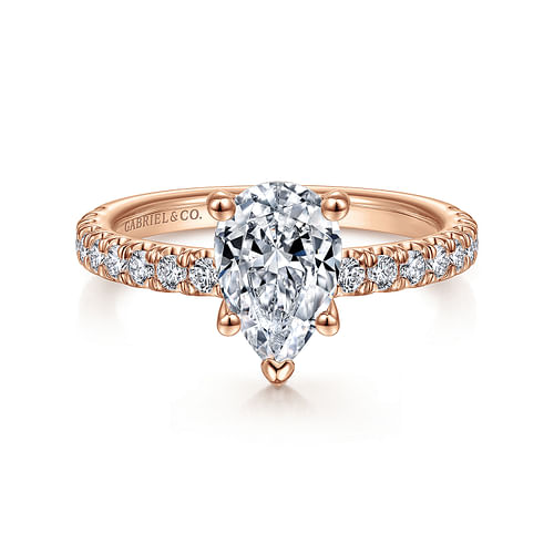 14K Rose Gold Pear Shape Diamond Engagement Ring